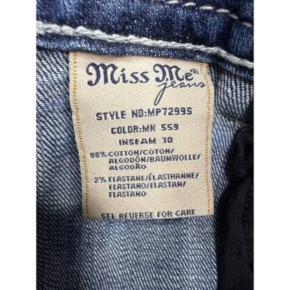 Miss Me Jeans Women 27 Blue MP7299S Mid-Rise Skinny Embellished Flap Pocket - Picture 5 of 16